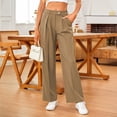 thumbnail image 2 of Zylarhe Women's Pants Women's Straight Leg Casual Pants Comfortable Versatile Trousers With Button Detail Side Pockets For Daily Wear All Seasons, 2 of 6