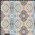 thumbnail image 2 of 100% Cotton Quilting Fabric, Ikat Tile Print, By the Yard in Sand, Mocha, Teal, Ocher, 2 of 2