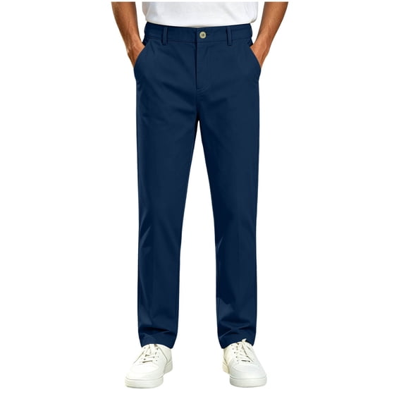 Mifsaly Girls Boys Uniform Pants Kids Flat Front Chino Pants Casual Slim Fit Dress Trousers with Pockets Navy,14-15 Years