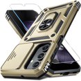 thumbnail image 1 of KOMI Compatible with Samsung Galaxy A16 5G Case Built in Slide Camera Lens Cover+Screen Protector+Finger Ring Holder Kickstand,Heavy Duty Shockproof Full Body Phone Cover,2025 Gold, 1 of 5