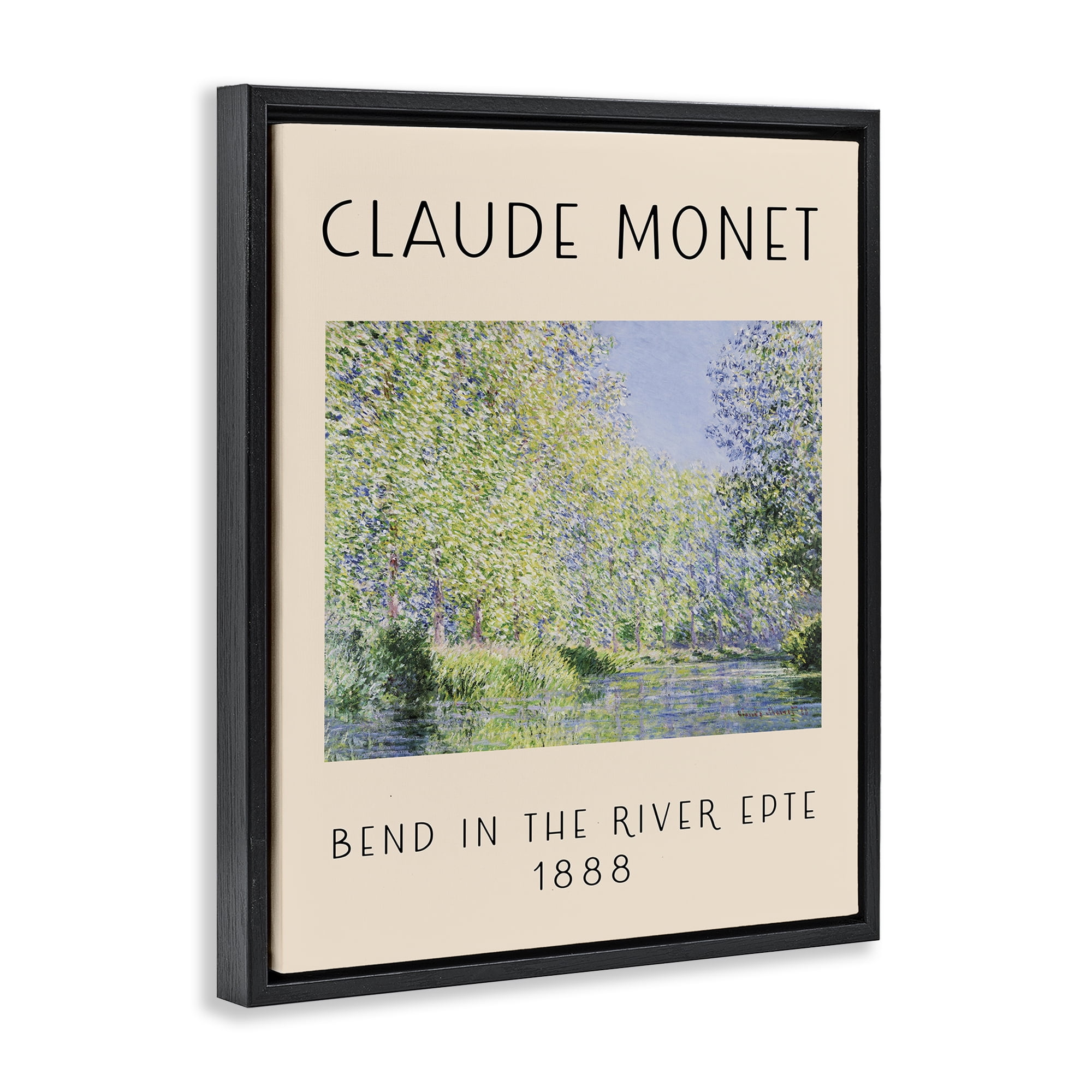 Stupell Industries Classic River Bend Monet Landscape & Nature Painting Black Floater Framed Canvas Art Print Wall Art, 17 x 21