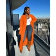 thumbnail image 2 of Long Sleeve Cardigan Sweaters for Women Casual Knit Sweater Coat Outwear with Pockets Orange XL, 2 of 6