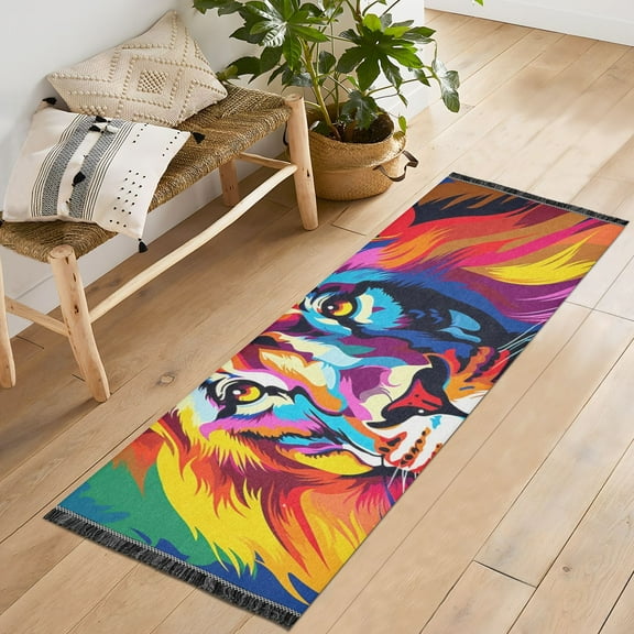 Lion Head Runner Rug Machine Washable Area Rugs Carpet Non Slip Entryway Mat for Bedroom Entryway Front Door