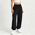 thumbnail image 6 of ZHYou No Boundarie Cuffed Leg Sweatpants for Women Stretchy Waist High Rise Pull On Baggy Fit Trousers with Pockets,Black,Size M, 6 of 9