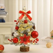 Sinkoo Mini Tabletop Christmas Tree with Spray Snow, 18" Artificial Small Christmas Tree for Christmas Table Decoration, Desktop Xmas Pine Tree for Home, Office, Bookshelf, Indoor Holiday Party Decor