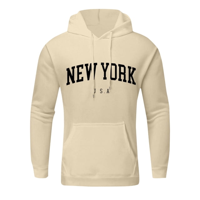 toraway Sweat à Capuche pour Hommes Automne Manches Longues Imprimé Lettre NEW YORK Style Décontracté TG