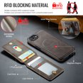 thumbnail image 6 of Dteck Magnetic PU Leather Case for iPhone 16E (2025), Compatible with MagSafe Accessory, Detachable Wallet RFID Blocking Card Holder Ring Stand Shockproof Protective Phone Case, Coffee, 6 of 7