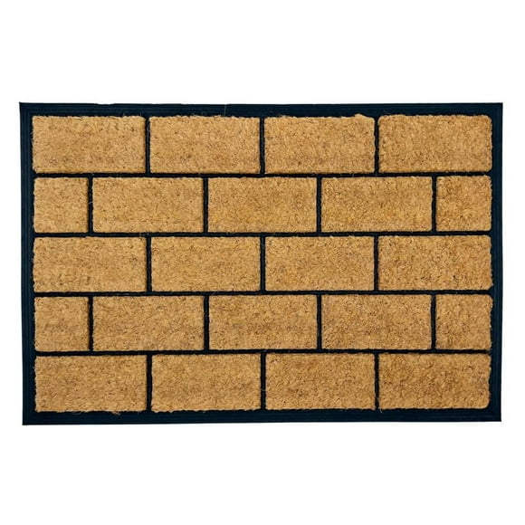 Tapis de porte en fibre de coco à motif brique Home Décor Inc., 61 x 91 cm, antidérapant, pour l'extérieur. Tapis en fibre de coco naturelle ultra-résistant.