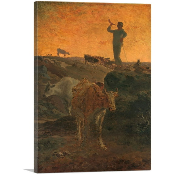 ARTCANVAS Calling the Cows Home 1872 Canvas Art Print by Jean-Francois Millet - Size: 26" x 18" (0.75" Deep)