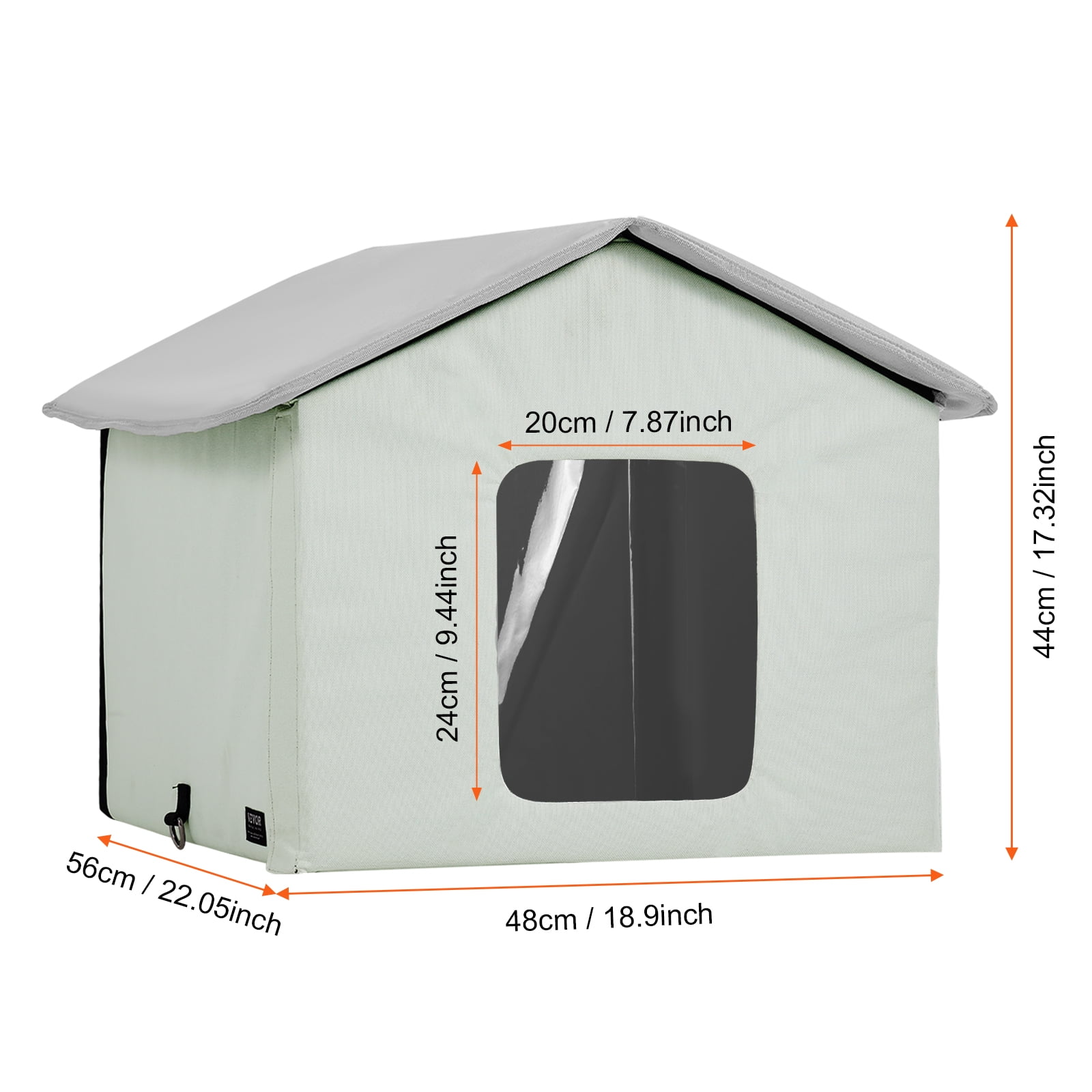 VEVOR Heated Cat House, Outdoor Kitty Shelter, 600D Oxford Cloth Foldable Cat Shelter with Heated Pad for Winter to Stay Warm and Cozy, Green (Middle)