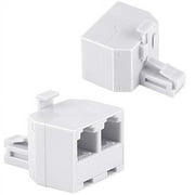 Uvital RJ11 Duplex Wall Jack Adapter Dual Phone Line Splitter Wall Jack Plug 1 to 2 Modular Converter Adapter for Office Home ADSL DSL Fax Model Cordless Phone System, White(2 Packs)