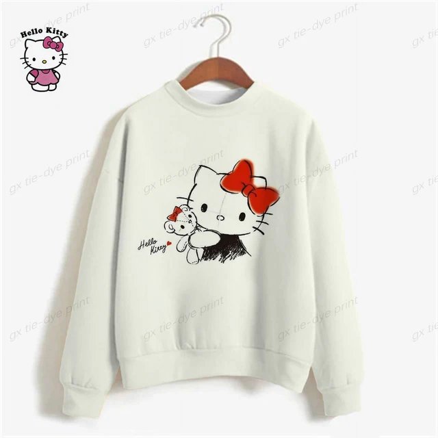 Mode Urbaine Chandails à Capuchon HELLO KITTY Sweat à Capuche Imprimé pour Femmes Automne Manches Longues Harajuku Pullovers Sweat à Capuche sudadera mujer ZR