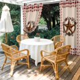 thumbnail image 3 of Outdoor Curtains for Patio Waterproof Barn Star Wreath Indoor/Outdoor Curtain Tiebacks Berry Red Buffalo Plaid Privacy Curtain Sun Block Grommet Drapes for Pergolas Gazebo Porch 2 Panel 54x108 Inch, 3 of 9