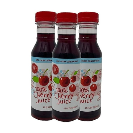 Cherry Bay Orchards Montmorency Tart Cherry Juice - (3 pack - 12 oz Bottles) - 100% Domestic, All Natural Ingredients, No Added Sugar, Gluten-Free, GMO Free - 100% Vegetarian and Vegan