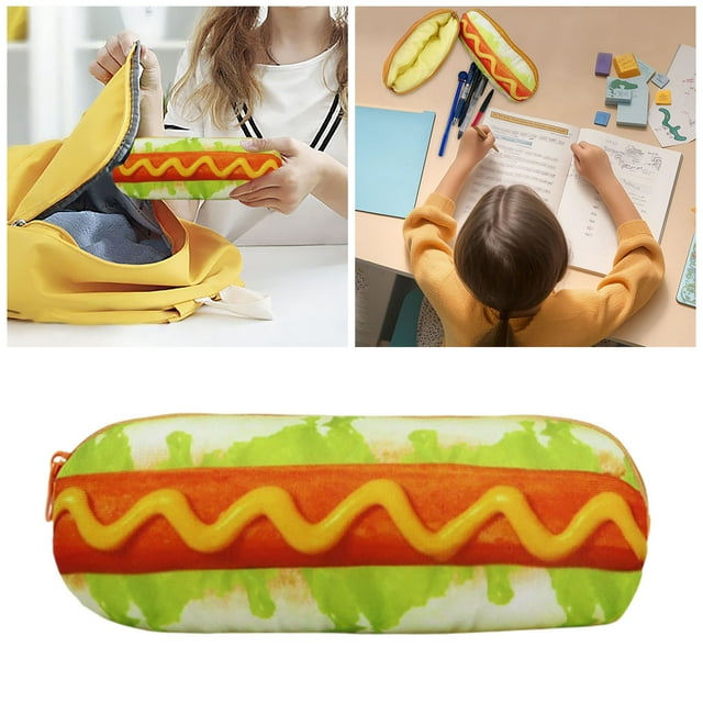 &Craft&Stationery Multifunctional Large-Capacity Zipper Bag for Hot Dog Design - Storage Wallet Organizer for Home