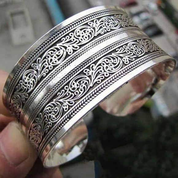 FcBaudy Bangle for Women, Gifts for Women Tibetan Tibet Totem Bangle Jewelry Cuff Wide Bracelet Bangle the Bracelet