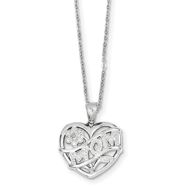 Collier pour Maman en Argent Sterling 925 Plaqué Rhodium 18 Pouces