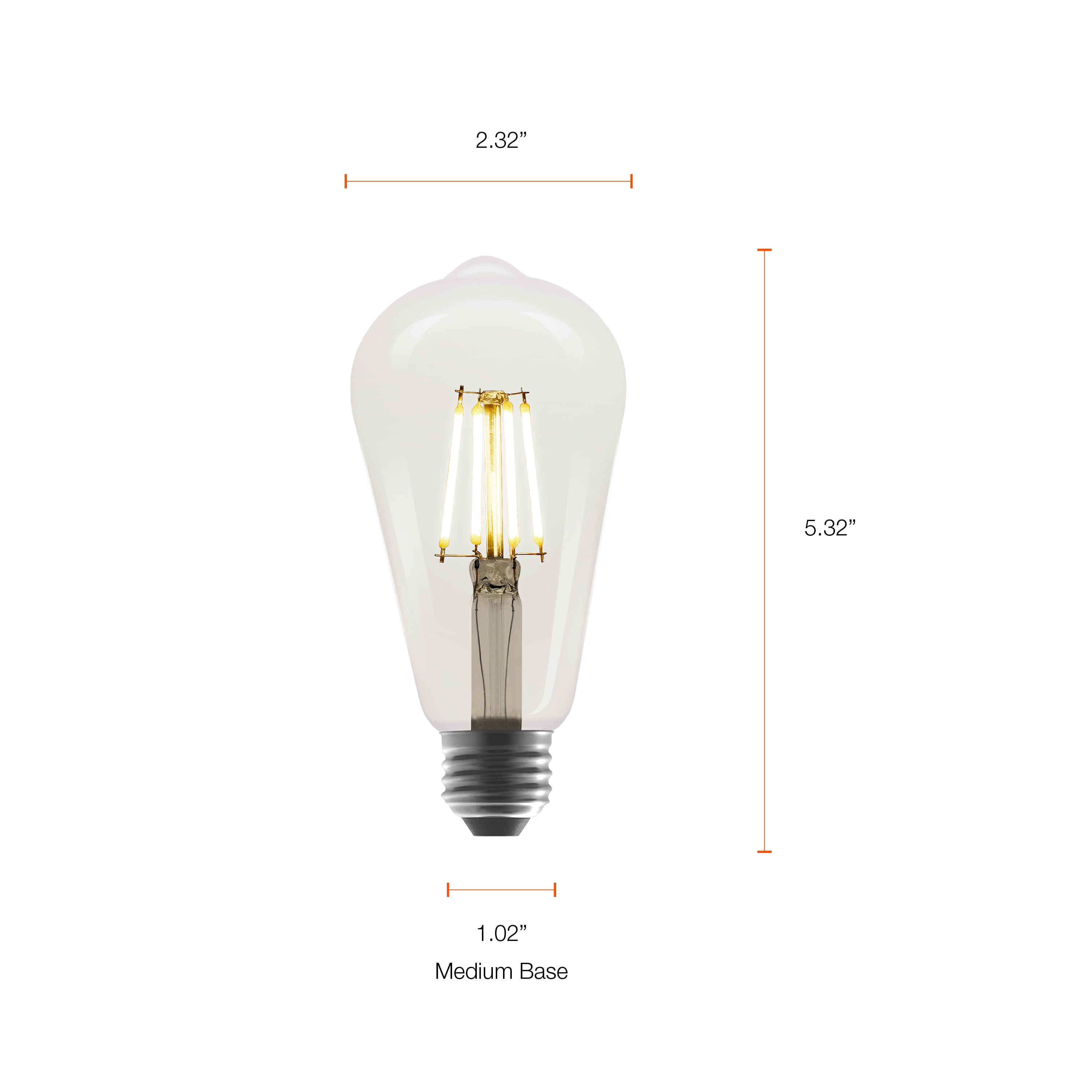 Better Homes & Gardens LED Vintage Light Bulb, ST19 40W Soft White Classic Filament, E26, Dim - 4 Pk