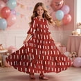 thumbnail image 6 of ITSAME Girls A-Line Dress Crew Neck 3/4 Sleeve Flowy Ruffle Summer Casual Fashion Printed Dress Red Size 12, 6 of 7