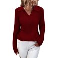 thumbnail image 2 of El Suéter De La Solapa De Las Mujeres Suéter Hecho Punto De Las Mujeres Del Color Sólido De La Manga Larga De La Moda Para La Oficina En Casa ANGGREK Ropa, 2 of 5
