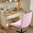 thumbnail image 4 of Velvet Embossing Criss  Chair Cover Pink Armless Office Desk Chair Slipcover Mid Back Wide, 4 of 5