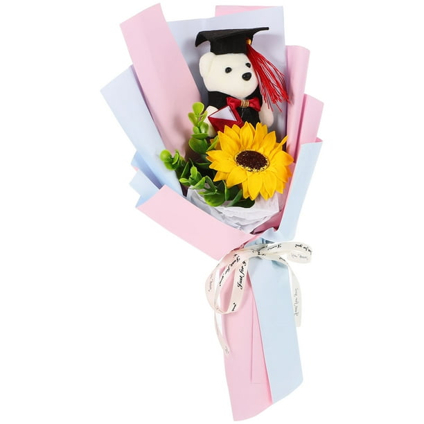 WHAMVOX Adorno De Bouquet Con Oso Rosa Para Fotos De Graduación Con Y