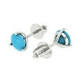 thumbnail image 2 of 2 ct Screw-Back Stud Earrings for Women | 6.5mm Round Cut Simulated Turquoise | 18K White Gold, 2 of 5