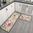 thumbnail image 3 of Spring Wild Flowers Vintage Floral Kitchen Mats for Floor 2 Piece Set Cushioned and Non-Skid Washable Floor Backing Mat for Home Kitchen Decor or Office 17x29+17x47 Inch Black Edge, 3 of 7