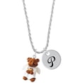 thumbnail image 1 of Delight Jewelry Resin Angel Bear Silvertone Script Initial Disc - P - Charm Necklace, 20"+3", 1 of 4