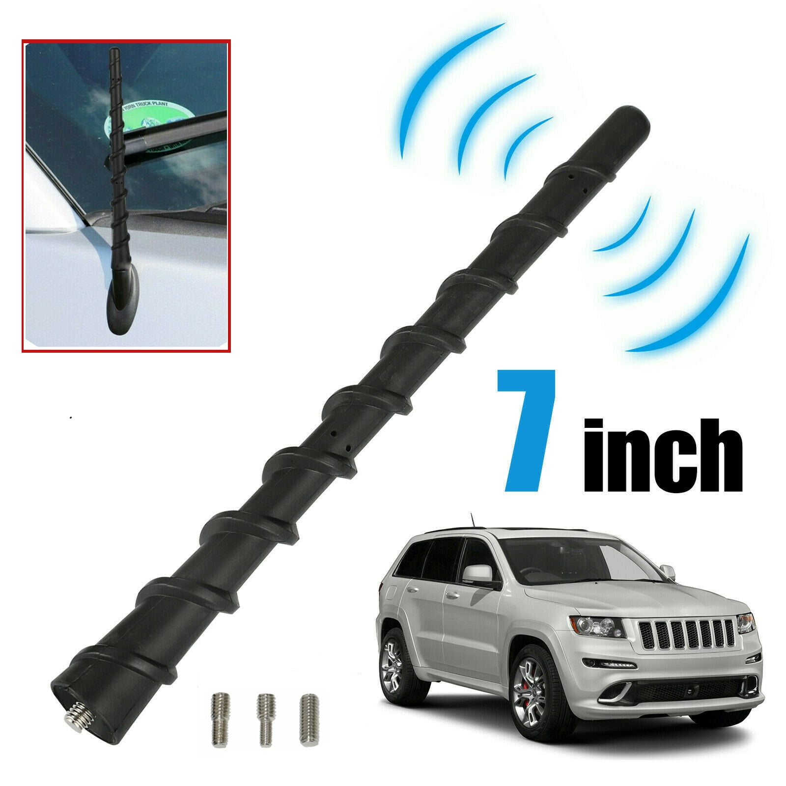 Car Antenna mast for 2011-2018 Jeep Wrangler Cherokee Dodge Journey-AM FM Copper Interface 7 inch 