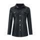 thumbnail image 4 of Chaqueta tipo camisa con botones a presión de piel sintética para mujer - Chaqueta motera de manga larga, material PU, informal/moda - Tallas S-XXL, 4 of 5