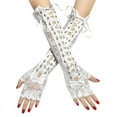thumbnail image 2 of 1 Pair Halloween Retro Sexy Women Long Gloves Lace Corset Arm Elbow Fingerless Black Glove, 2 of 3