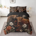 thumbnail image 2 of Manfei Retro Rustic Flower 7pcs Bedding Comforter Set,Brown Highland Cow Queen Bedding Sets,Vintage Countryside Floral Queen Sheet Sets For Men Women,Microfiber Bedroom Decor Reversible, 2 of 8