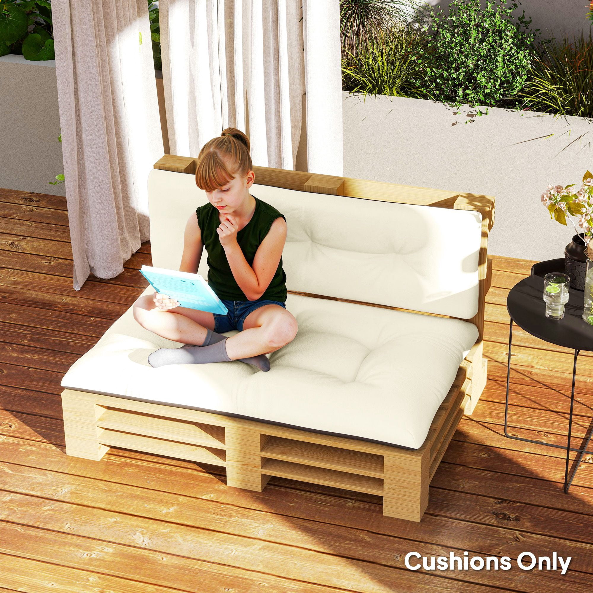 Alvantor 47"Patio Cushions 2 Seater Pallet Cushions 3.9" Bench Cushion for Garden, Patio,Cream White
