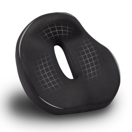 Mind Reader Donut Pillow with Air-Cloud Technology, Ergonomic Memory Foam Seat Cushion for Tailbone, Hemorrhoid, Pregnancy & Lower Back Pain Relief, Washable Cover, Black