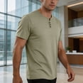 thumbnail image 7 of PNTUTB Summer Tops for Men Button-Down V-Neck T-Shirt Solid-Color Casual Loose Comfortable Breathable Versatile Short-Sleeve T-Shirts, 7 of 7