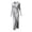 Gray, variant on Tqcoqu Women's Solid Ribbed Knit Maxi Dresses,Lapel V Neck Long Sleeve Slim Fit Dress,Side Slit Business Elegant Maxi Dress,Army Green Women's S-XXL