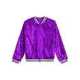 thumbnail image 3 of Eandarui Girls Shiny Sequin Bomber Jacket for Hip Hop Jazz Dsico Dance Costume Club Party Outerwear Purple 10, 3 of 4