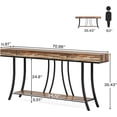 thumbnail image 2 of Tribesigns 70.9" Extra Long Console Table, Industrial Narrow Sofa Table with Storage Shelves, Behind Couch Table, 2-Tier Entryway Sofa Table for Living Room, Hallway, Rustic Brown, 2 of 7