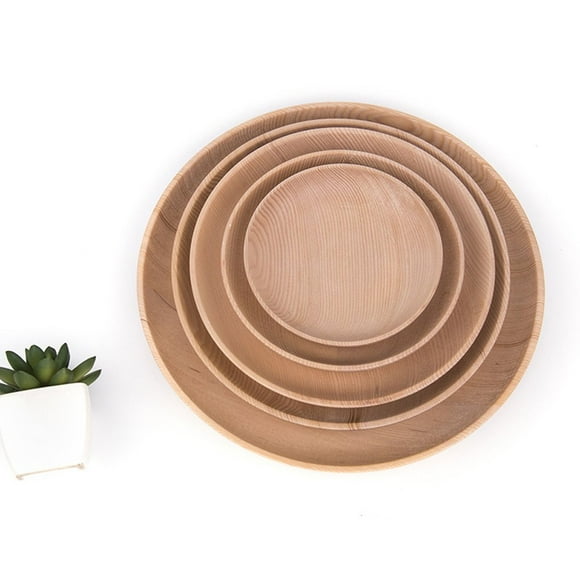 LNGOOR Wooden Tray Wooden Dinner Plates Wooden Dinnerware Sets Wood Dinnerware Dinnerware Round Dinner Plates