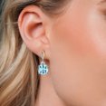 thumbnail image 3 of Gem Stone King 925 Silver and 10K Yellow Gold Sky Blue Topaz and Moissanite and White Lab Grown Diamond Dangle Earrings for Women | 18.21 Cttw | Gemstone November Birthstone | Cushion 12MM, 3 of 6