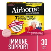 Airborne 1000mg Vitamin C Immune Support Multivitamin Effervescent Tablets, Very Berry Flavor, 30 ct