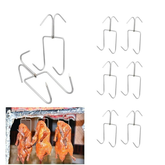QZS Meat Hooks,Stainless Steel Smoker Hooks,10pack Reusable Roast Hangers for Camping,BBQ Grill Hanger Cooking Tools Accessories for Indoor and Outdoor