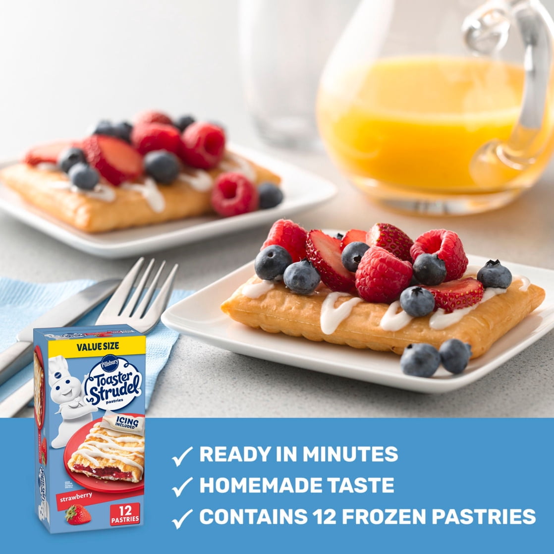 Pillsbury Frozen Toaster Strudel Pastries, Strawberry, 12 Ct, 23.4 oz