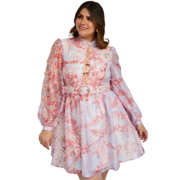 Vestido de chifón Tallas Extras, 867 (Lila flor) lila 42 L'ATISTE V-LAT-867-LILA