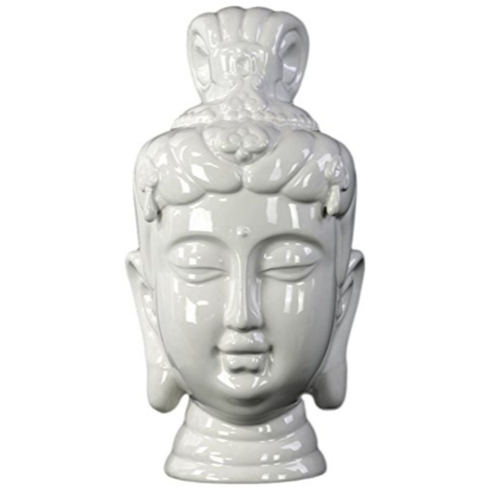 Ceramic Buddha Head Decor White