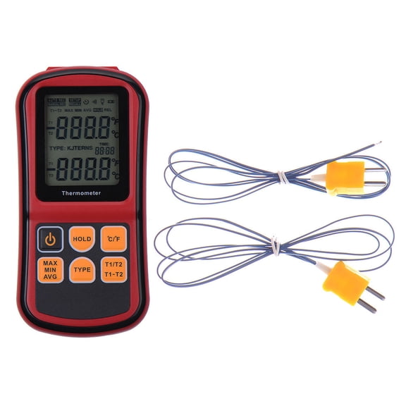Digital Dual Channel Thermometer With 2 K-Type Thermocouple Sensor Tester