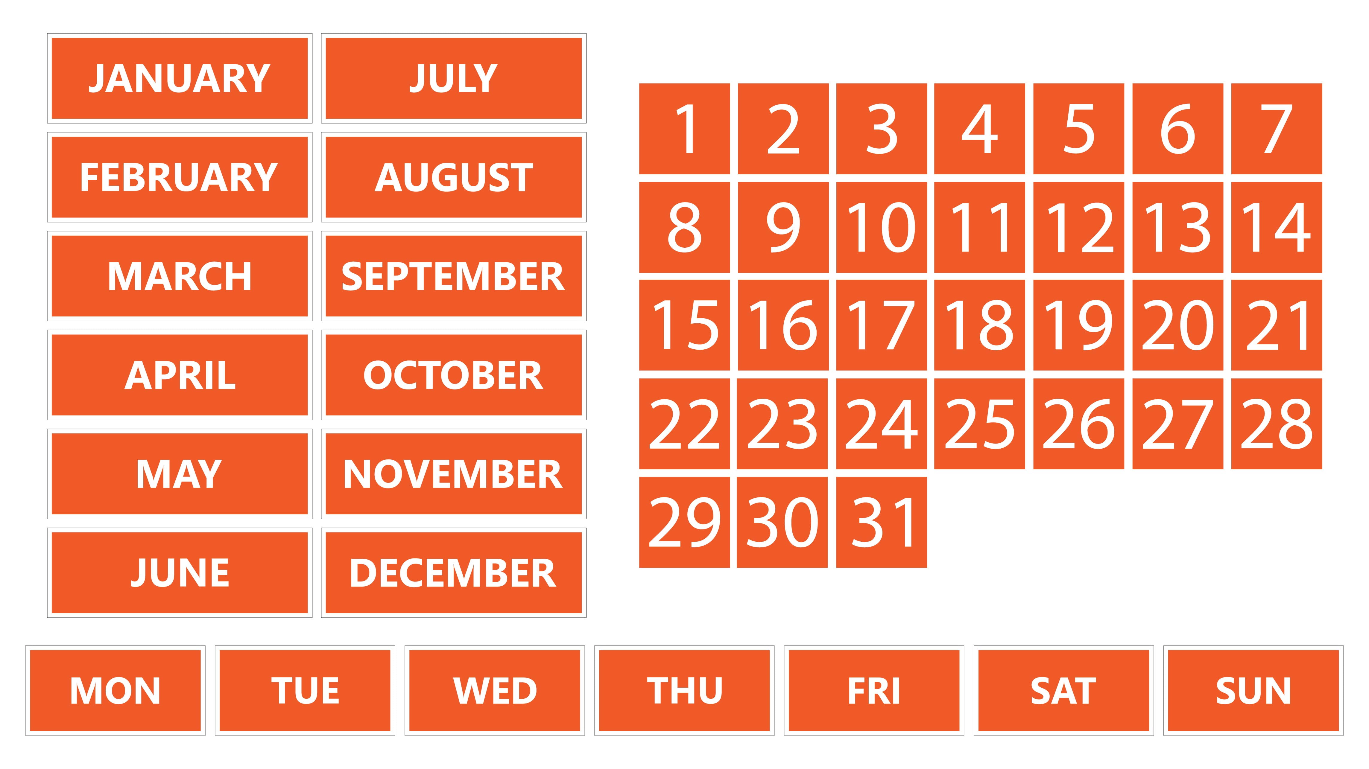 Whiteboard Calendar Magnet Non Abbreviated Bundle Dates Days Of The