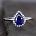 thumbnail image 5 of HeartsAndYou 1ct Natural Blue Sapphire Halo Solitaire Engagement Ring 14k SOLID White Gold, 5 of 9