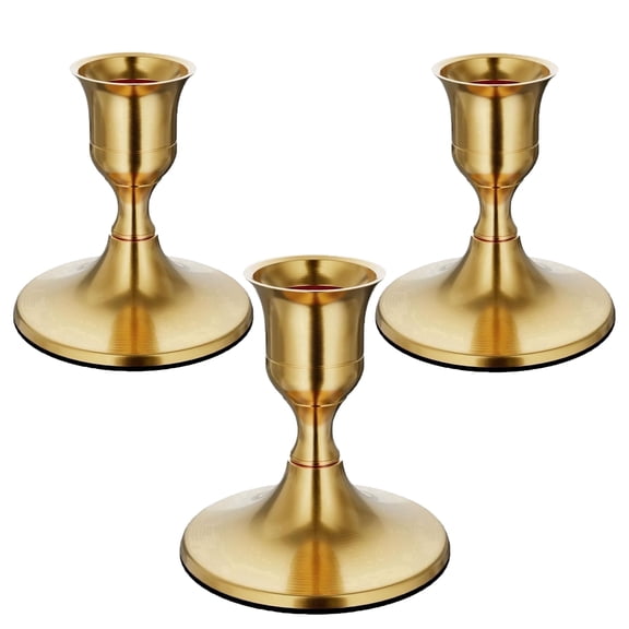 Gold Taper Candle Holders Set of 3, Vintage Metal Candlestick Holders for Table Centerpiece & Wedding Party Home Decor